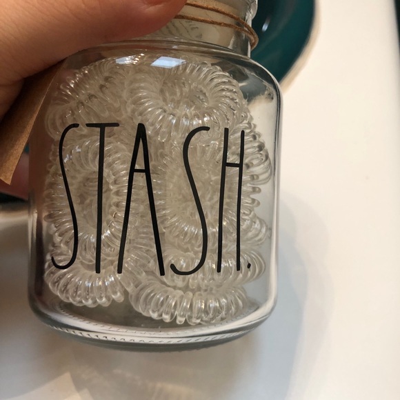 NEW RAE DUNN STASH JAR WITH SPIRAL HAIR TIES - Picture 2 of 4